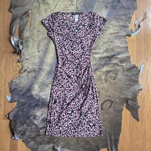 Y2k Miss sixty purple leopard mesh midi dress